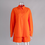 Cotton Long-Sleeve Cardigan and Shorts Set