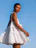 Cotton Multi-layer Ruffled Hem Cake Dress with Short Backless Straps