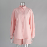 Cotton Long-Sleeve Cardigan and Shorts Set