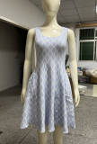Colorful Water Ripple A-Line Mini Knit Tank Dress