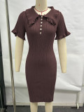 Ruffled Bodycon Knit Dress