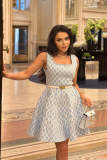 Colorful Water Ripple A-Line Mini Knit Tank Dress
