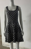 Colorful Water Ripple A-Line Mini Knit Tank Dress