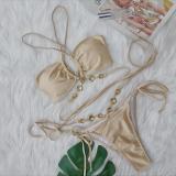 Ihoov Sexy Crystal Diamond Cross-Back Strappy Bikini