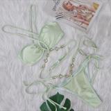 Ihoov Sexy Crystal Diamond Cross-Back Strappy Bikini
