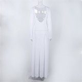 Ihoov Elegant Backless Long Sleeve Mesh Dress