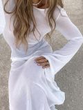 Ihoov Elegant Backless Long Sleeve Mesh Dress