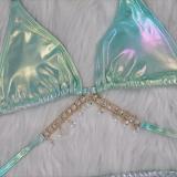 Ihoov Sexy Gold-Printed Crystal Diamond Bikini Strappy Women's Swimwear for Beach