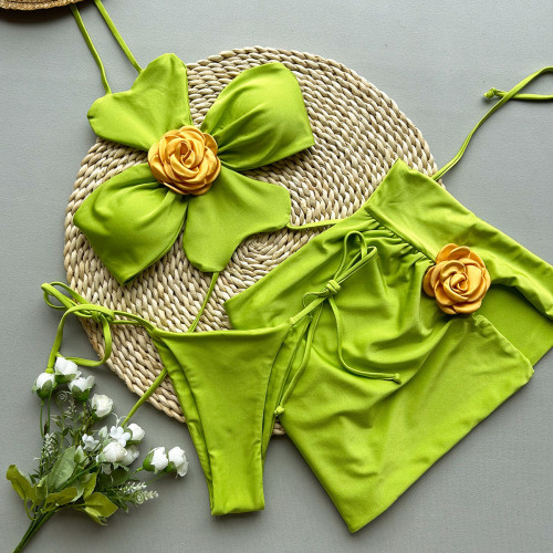 Seductive Floral Three-Piece Bikini Set
