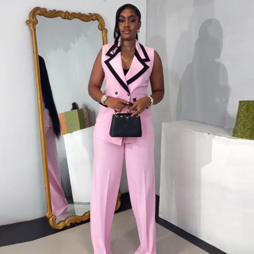Vest and Wide-Leg Pants Two-Piece Set