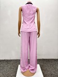 Vest and Wide-Leg Pants Two-Piece Set