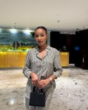 Fashion Casual Printed Long-Sleeve Shirt and Wide-Leg Pants Two-Piece Set for Women