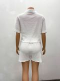 Breathable Fabric Short Sleeve Shirt & Shorts Casual Two-Piece Set