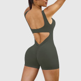 Backless Yoga & Fitness Shorts Jumpsuit