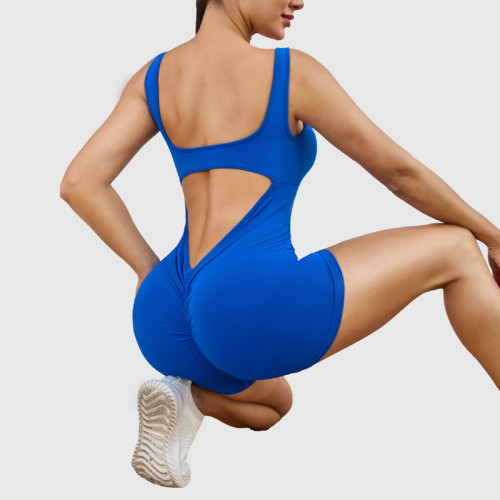 Backless Yoga & Fitness Shorts Jumpsuit