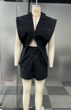 Casual Washed Denim Loose Short Jumpsuit