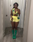 Stretchy Ruffle Hem Shorts Set