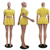 Casual Washed Lantern Dress Set