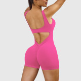 Backless Yoga & Fitness Shorts Jumpsuit