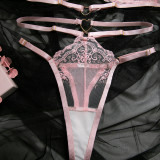 Pink Embroidered Sexy Lingerie Set