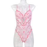 Sexy Backless Bowknot Cutout Lace Bodysuit