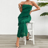 Solid Color Bodycon Strapless Dress