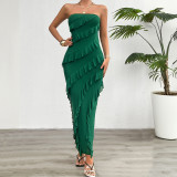 Solid Color Bodycon Strapless Dress