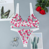 Cherry Embroidered Push-Up Lingerie Set