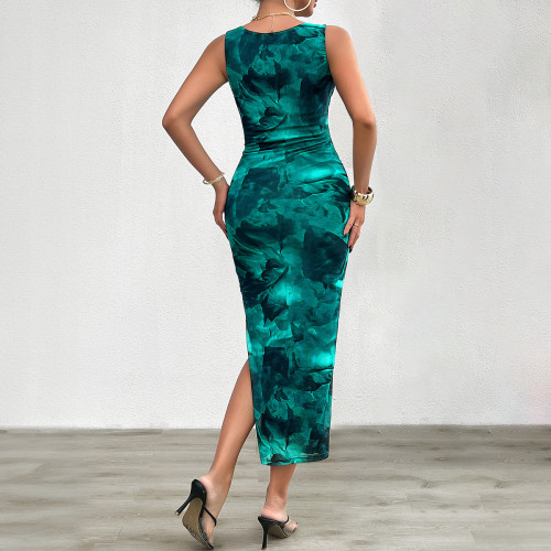 Fitted Sleeveless Mesh Midi Dress