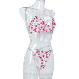 Cherry Embroidered Push-Up Lingerie Set