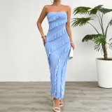 Solid Color Bodycon Strapless Dress