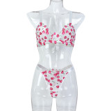 Cherry Embroidered Push-Up Lingerie Set