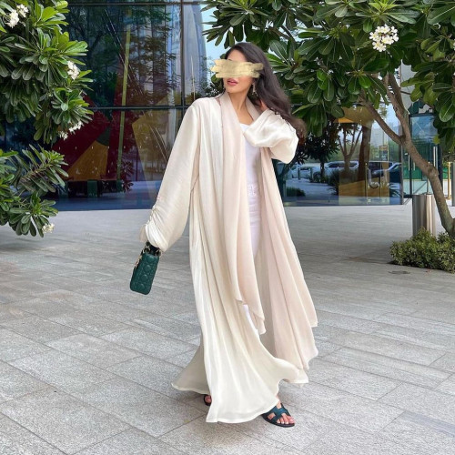 Abaya Dress with Shimmering Silk Overlay