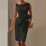 Slim-Fit Minimalist Bow-Detail Dress