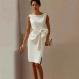 Slim-Fit Minimalist Bow-Detail Dress