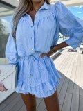Striped Shirt and Skirt Set for Women