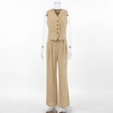 Elegant Cotton-Linen Two-Piece Suit Set for Women