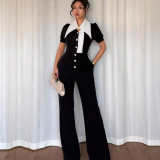 Color-Block Sleeveless Sports Jumpsuit
