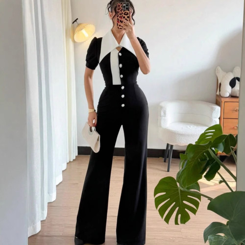 Color-Block Sleeveless Sports Jumpsuit