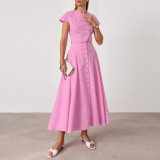 Pink Shirt Dress Two-Piece Set for Women