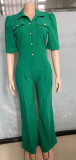 Women Style Patchwork short sleeve Jumpsuit