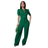 Women Style Patchwork short sleeve Jumpsuit