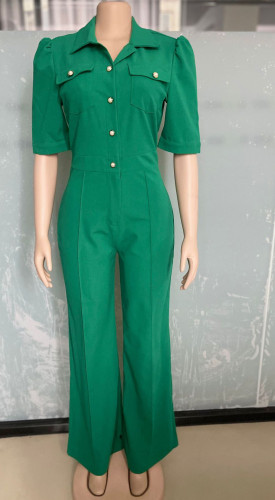 Women Style Patchwork short sleeve Jumpsuit