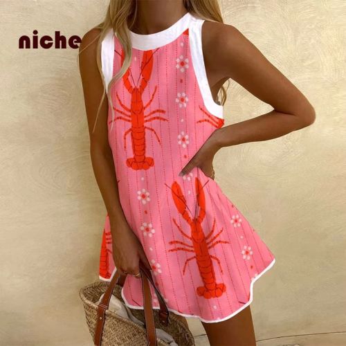 Oceanic Breeze Loose Sleeveless Short Dress