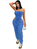 Wash Look Sleeveless Bodycon Jumpsuit & Relaxed Jogger Two-Piece Set