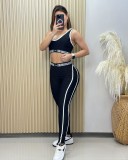 Fashion Casual Adjustable Sleeveless Tank Fitness Waist Cinching Exercise Yoga Set