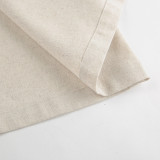 Casual Linen Khaki Tie-Front Shirt Dress for Women