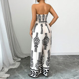 Floral Print Wide-Leg Jumpsuit with Slim Fit & Tie Waist