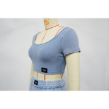 Vintage Two-Piece Sexy Waist-Baring U-Neck Wide-Leg Set for Women