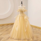 Elegant Yellow Evening Gown for Students